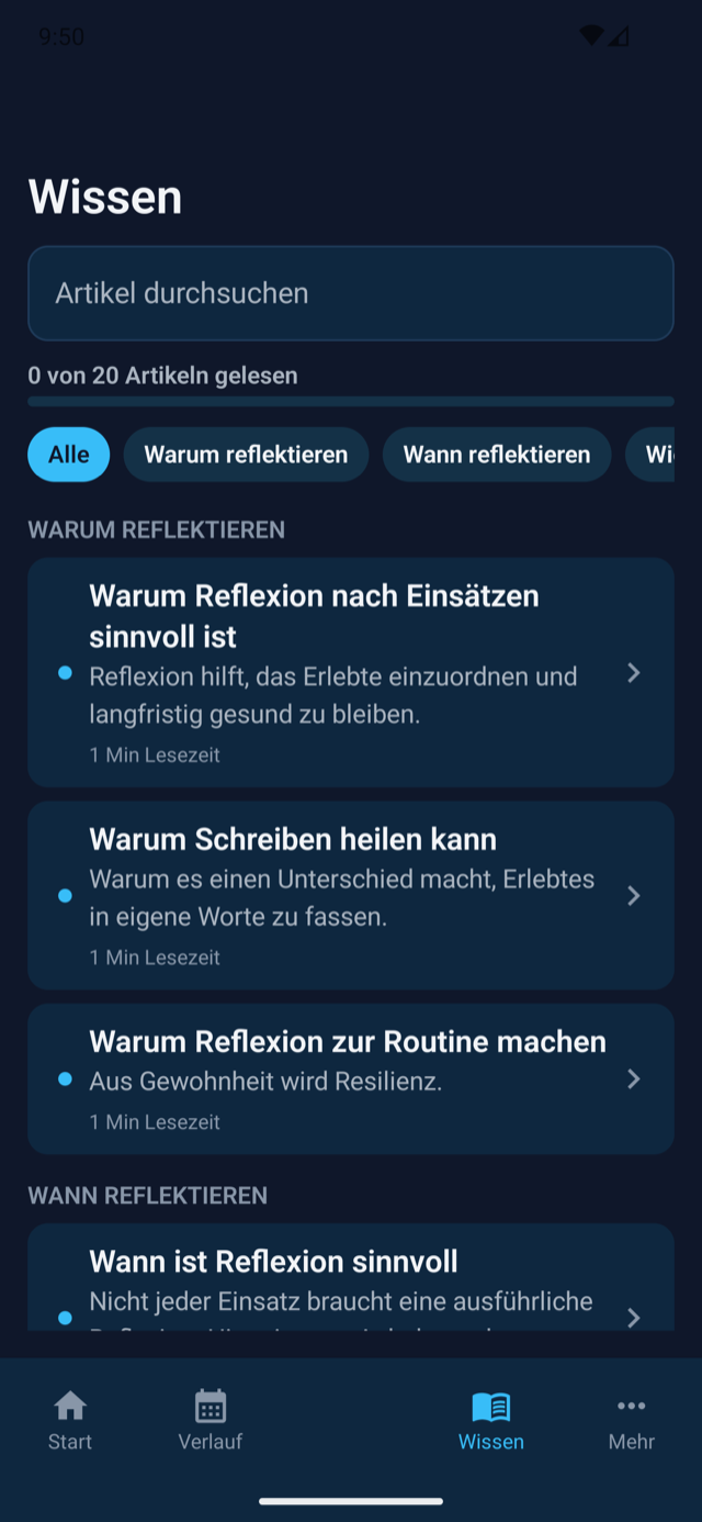 Wissensartikel zu Reflexion und Selbstfürsorge
